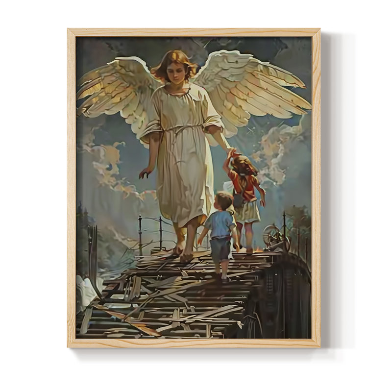 Religious Series CDLV III, reproduction d'art encadrée - bois massif, Naturel, H 11 po x l 9 po