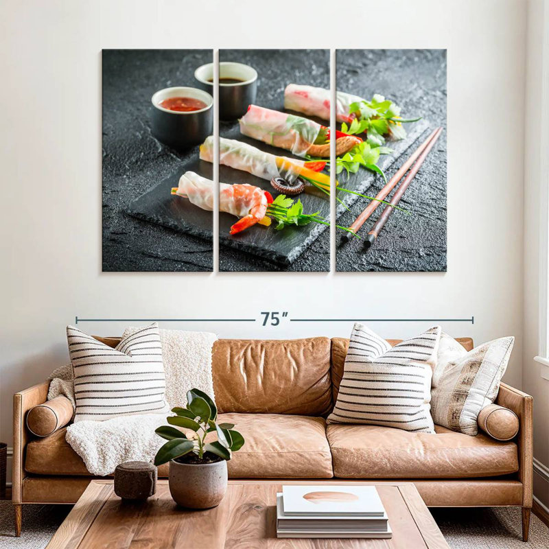 Rouleaux de printemps aux fruits de mer, H 42 po x l 65 po
