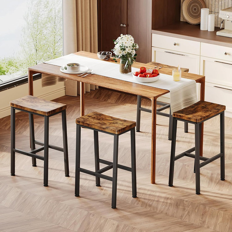 Ensemble de 2 tabourets de bar à hauteur de comptoir de 23,6 po de style industriel avec repose-pieds, sièges de cuisine ou de salle à manger, finition rustique