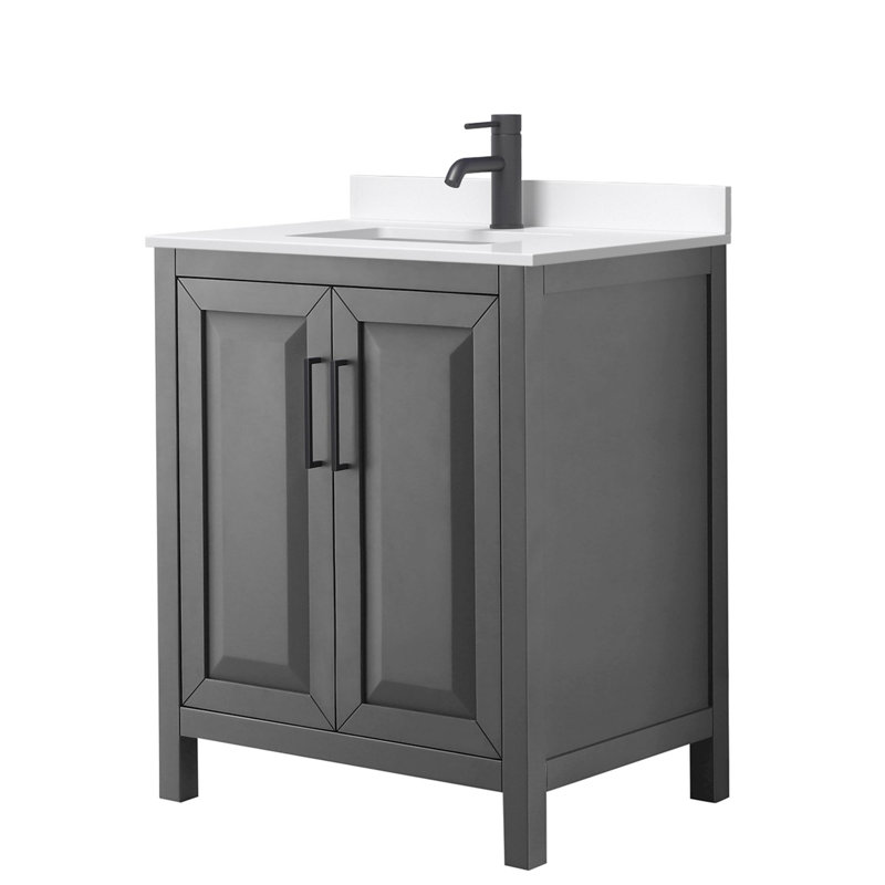 Daria 30'' W Vanity, Matte Black, Gray, Giotto Quartz