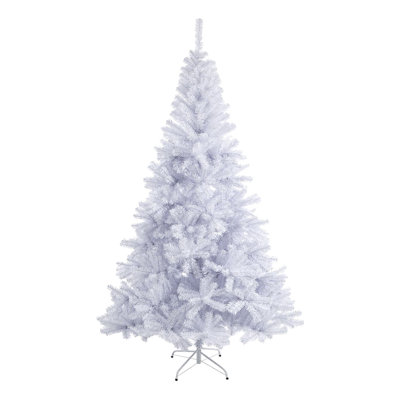 Artificial Christmas Tree, 7 Feet White Christmas Tree with 1000 Realistic PVC Branch Tips and Sturdy Metal Stand, Easy Assembly Unlit Hinged Xmas Tre