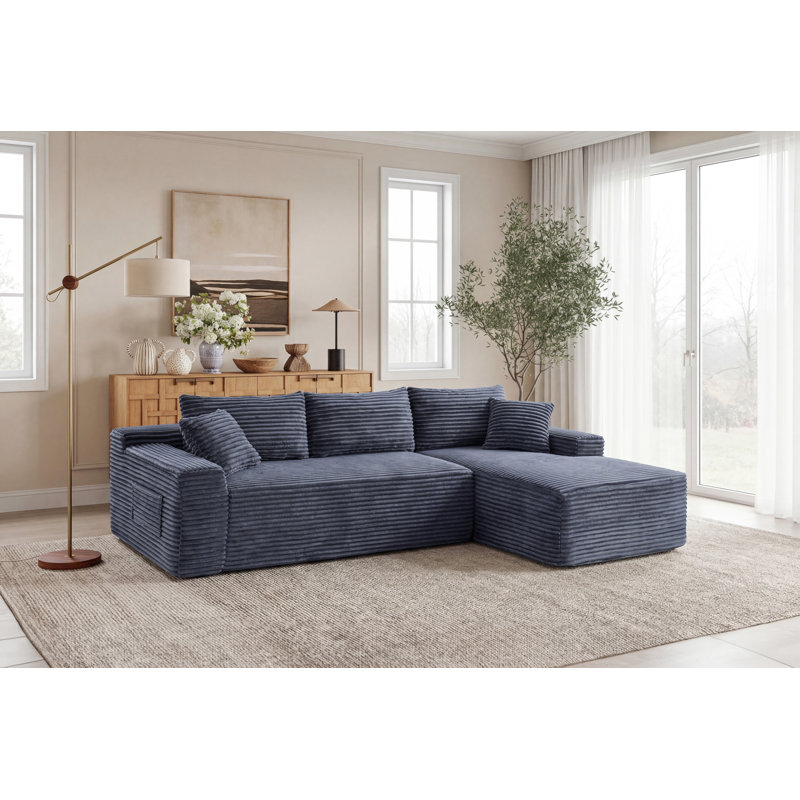 Canapé modulaire 94,5 pouces Cloud, Face à la droite, H 28 po x l 89,8 po x P 75,2 po, Gris