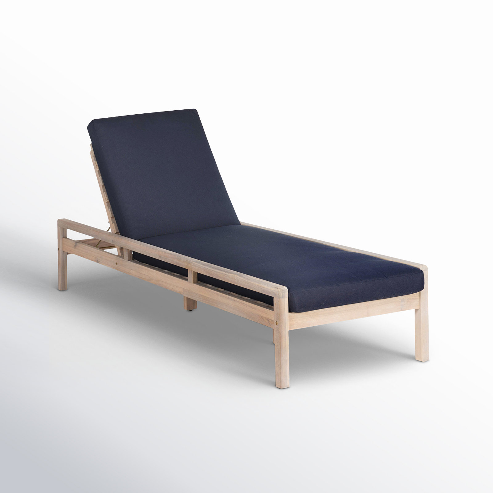 Amina 27" Acacia Patio Chaise Lounge, Navy
