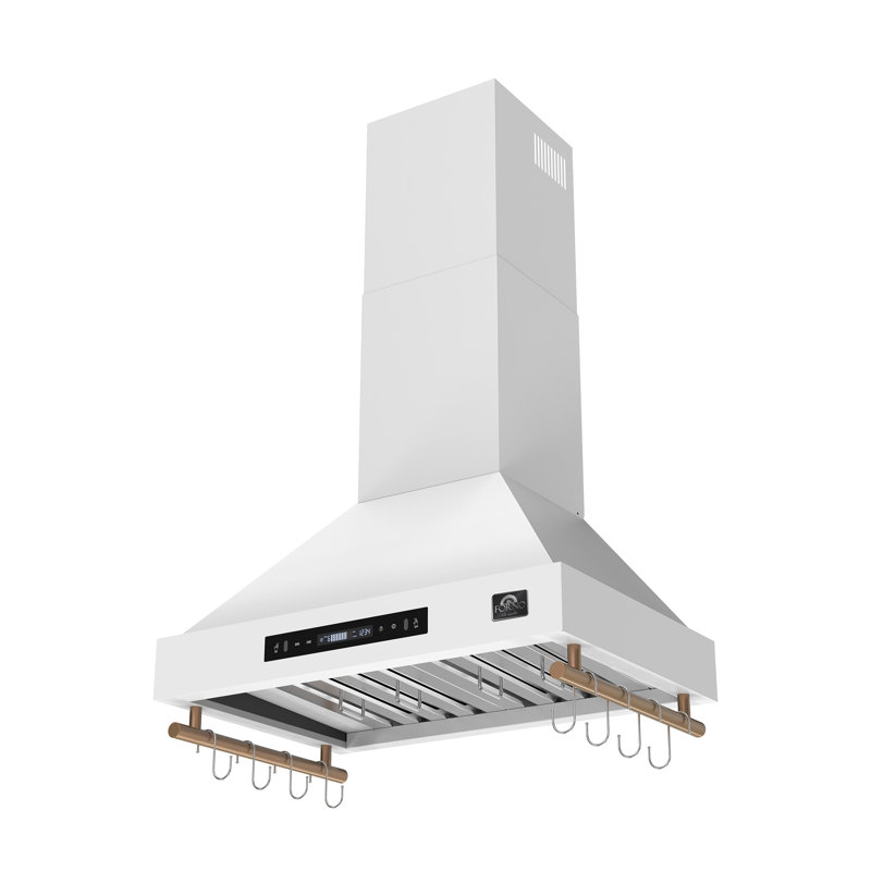 Hotte murale blanche Forno Venezia de 30 pouces avec commandes tactiles et filtres à chicane, Blanc brillant