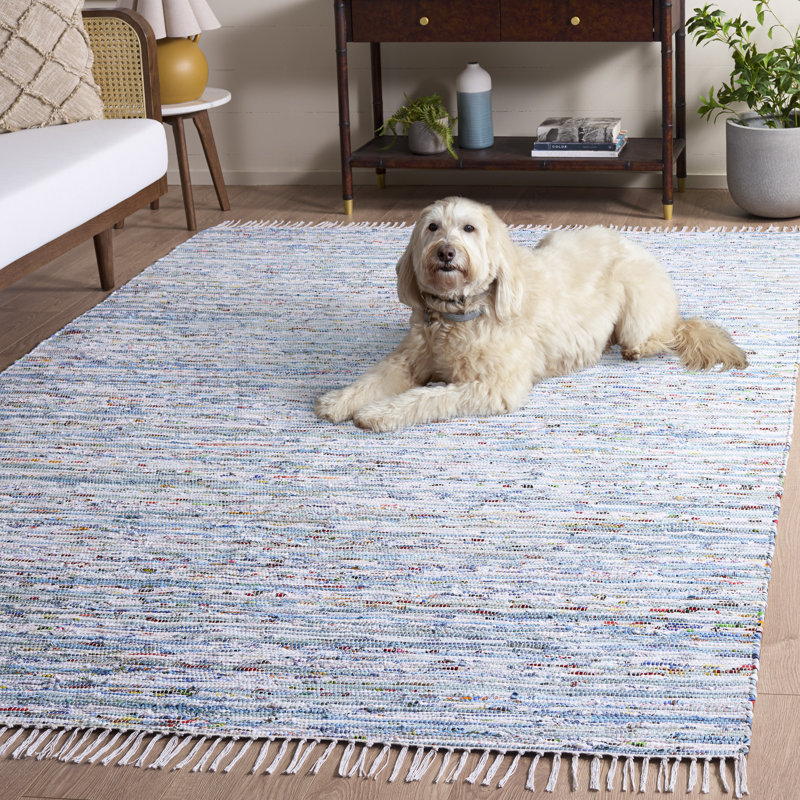 Fales Rug Hand Woven Cotton Striped Rug, Rectangle 6' x 9'