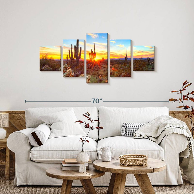Harnek, désert, cactus, rayon de soleil, H 24 po x l 55 po