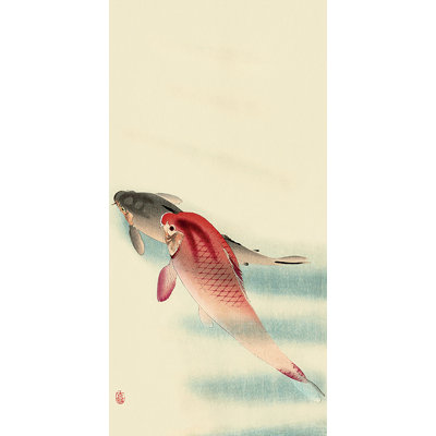 Two Carp by Ohara Koson - Wrapped Canvas Painting