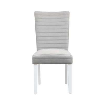 Gray Velvet &White High Gloss Finish Side Chair,Set Of 2 by Latitude Run