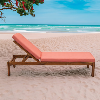 Coussin de chaise longue d'extérieur Tommy Bahama, Sunbrella résistant à la décoloration et à l'eau pour les chaises longues et les fauteuils inclinables près de la piscine, l 26 po x L 52 po, épaisseur de 2,5 po; dossier: l 26 po x L 30 po, épaisseur de 2,5 po, bambou Bay Mango