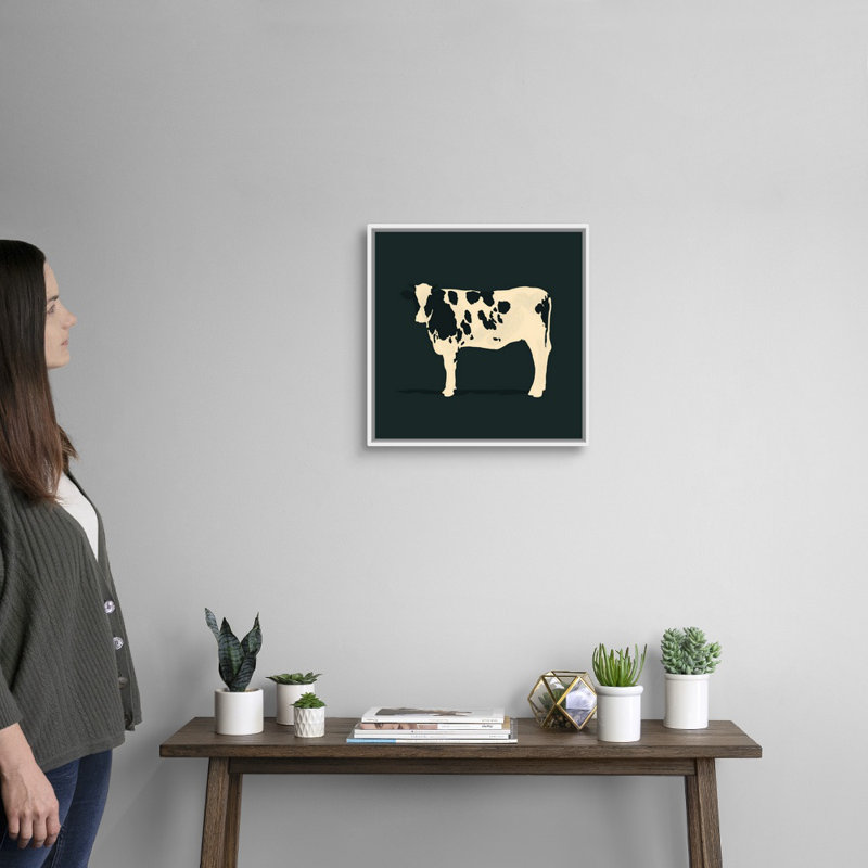 Art mural raffiné Holstein IV, H 18 po x l 18 po x P 2 po, Toile avec cadre blanc