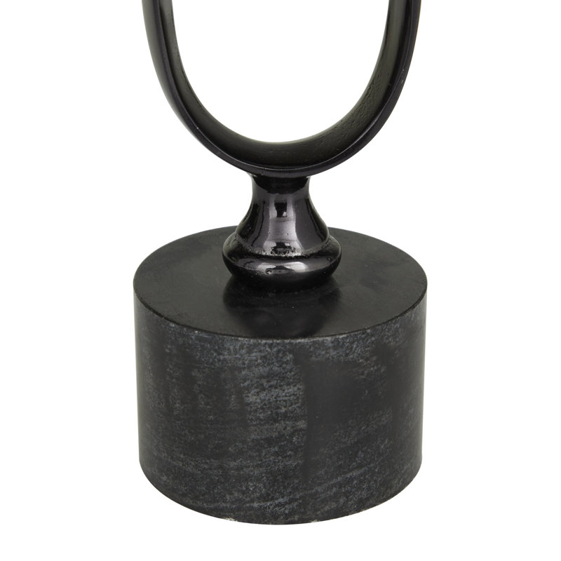 Black Aluminum and Marble Tabletop Candlestick Set