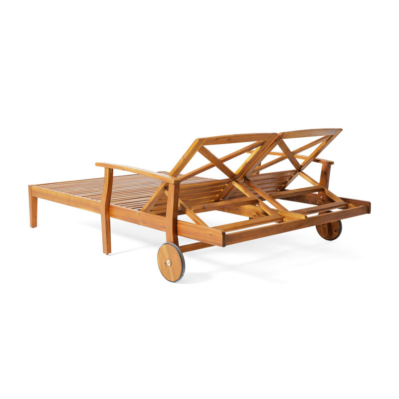 Wood Double Lounge - Fully Adjustable, Comfortable, Quick-drying Cushions For Yard Adjustable Chaise In Color For Poolside Enjoyment