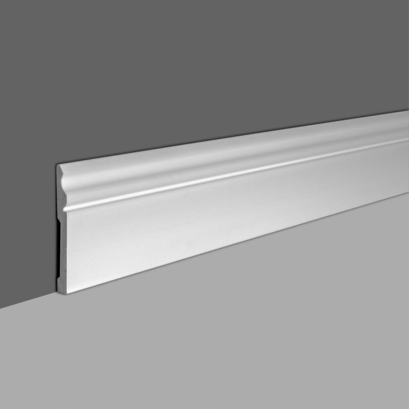 Modern White Primed Polystyrene Baseboard Moulding 8-ft