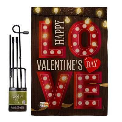 Whimbrel Double Sided 18.50'' H x 13'' W Polyester Valentine's Day Flag Set
