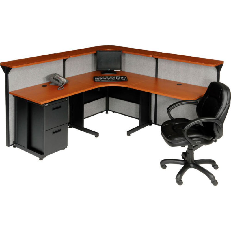 L-Shaped Synthetic Laminate Reception Desk, Grey