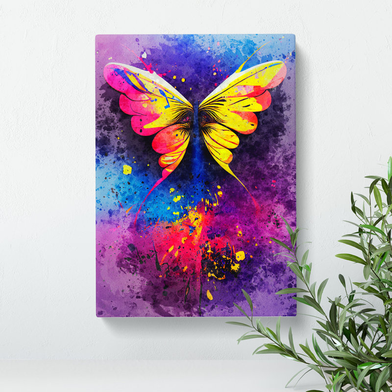 Splashed Butterfly No.2 Abstract - Wrapped Canvas, 76cm H x 50cm W x 3cm D