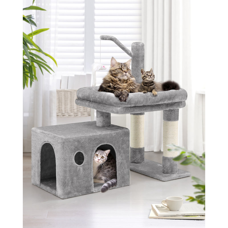CT33F Small Cat Tree For Indoor Cats With Extra-Large Padded Platform And Spacious Condo For Senior, Adult Cats, And Kittens.