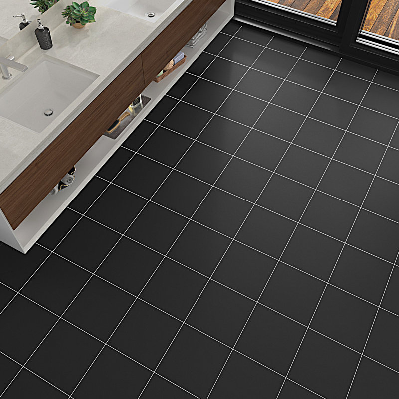 True Story Polished 12'' W x 12'' L Porcelain Throughbody Singular Tile, Black