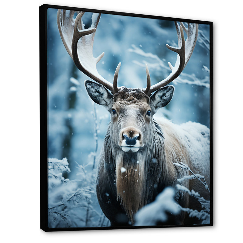 Orignal Hallvale bleu blanc hiver givré, H 20 po x l 12 po x P 1 po, Cadre flottant noir