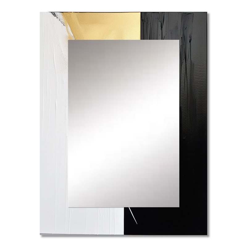 Minimal Joy en noir et or IV - peinture murale abstraite, miroir décoratif moderne, impression d'art en métal, 32 po x 24 po