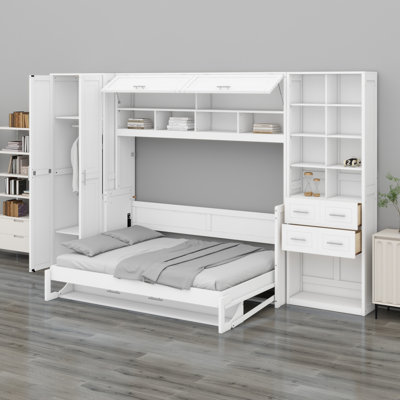 Murphy Bed Wall Bed With Closet , Drawers And Shelves