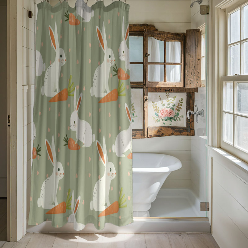 Bunny Chic - Rideau de douche Premium, H 74 po x l 71 po