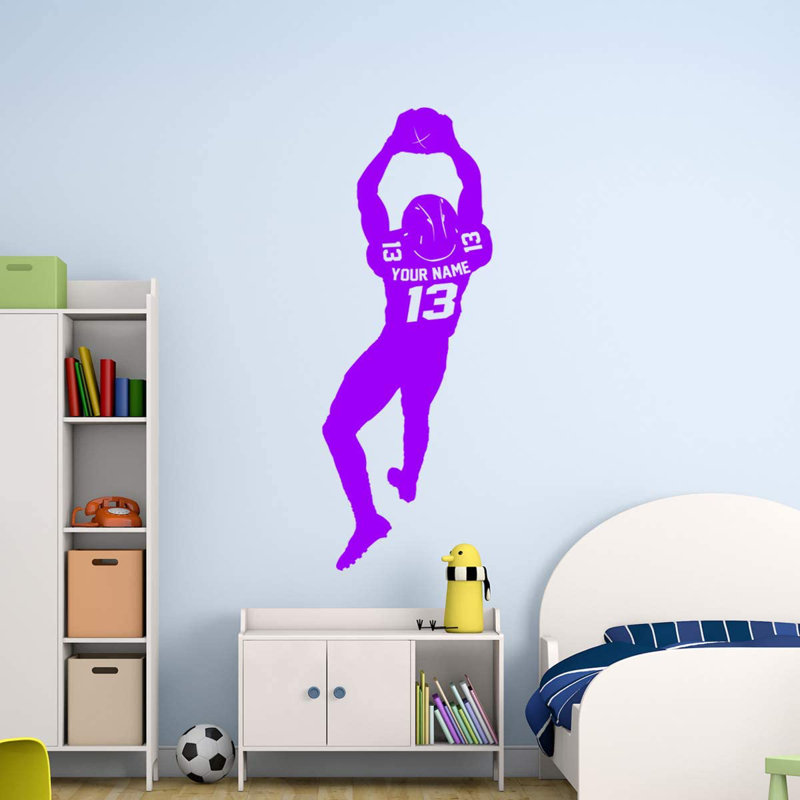 Décalcomanie murale de joueur de football Trinx avec nom personnalisé - CS48, H 48 po x l 16 po, Violet