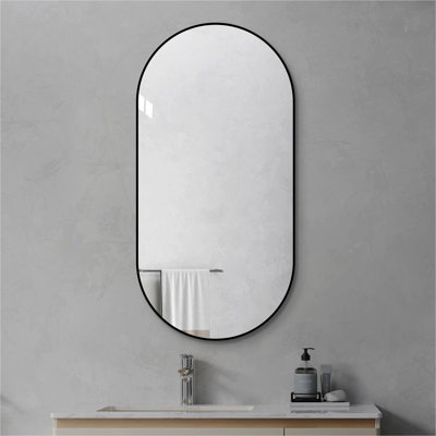 Miroir mural de salle de bain 48 po x 24 po, miroir mural encadré pour la salle de bain, suspendu vertical ou horizontal, miroir HD moderne pour la chambre à coucher, vestibule