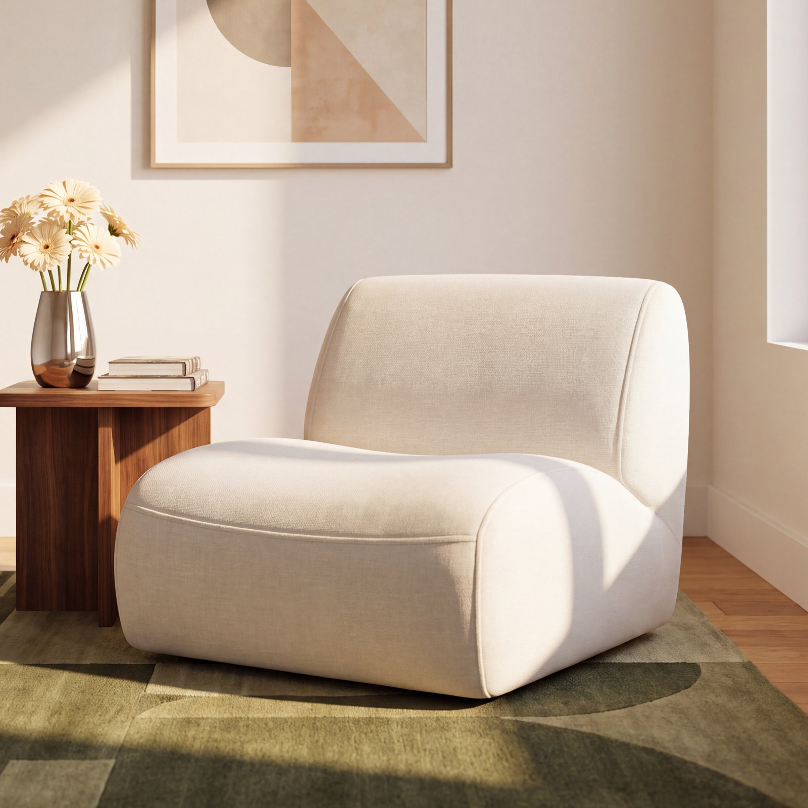 Nita Upholstered Swivel Accent Chair, Milo Linen Chenille