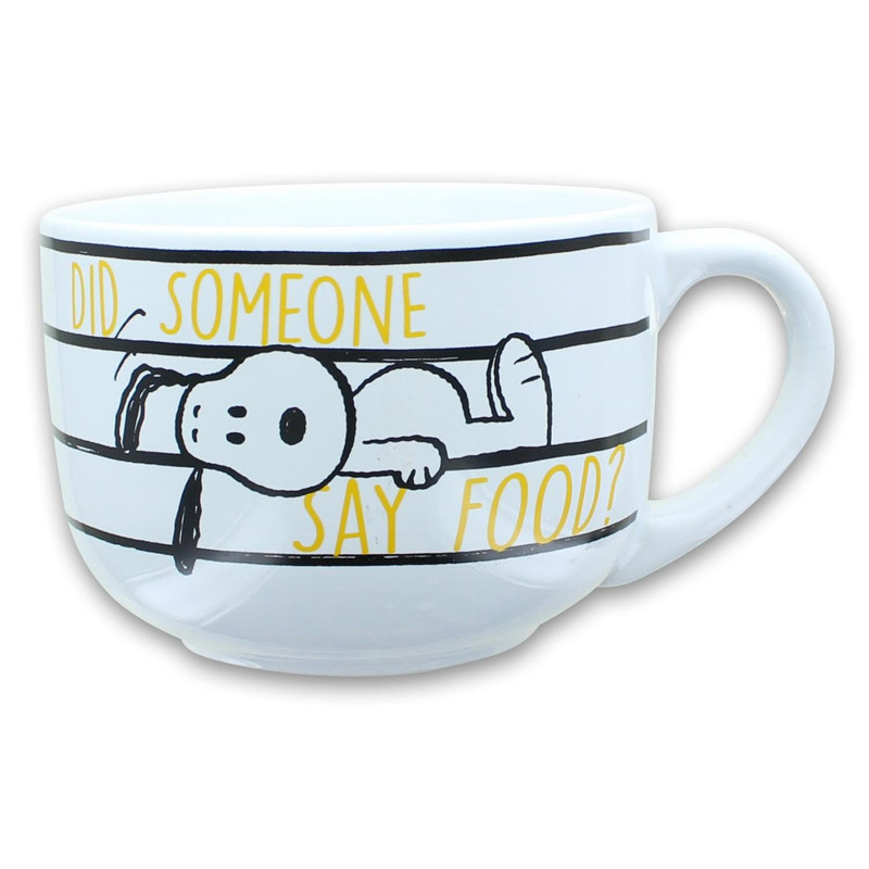 Tasse à soupe en céramique 24 oz avec couvercle Peanuts Snoopy Did Some Say Say Food