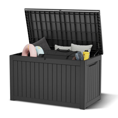 Boîte de rangement multi-tailles en résine - rangement extérieur résistant aux intempéries avec couvercle verrouillable, 180/200/60 gallons disponible