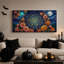 Toile murale d'Halloween motif toile d'araignée florale orange et lune, vitrail, tableau-1357254779