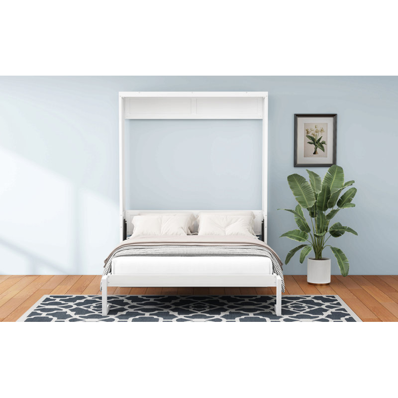 Lit escamotable escamotable avec lit escamotable et bureau, parfait pour chambre d'amis, bureau, blanc, Grand lit
