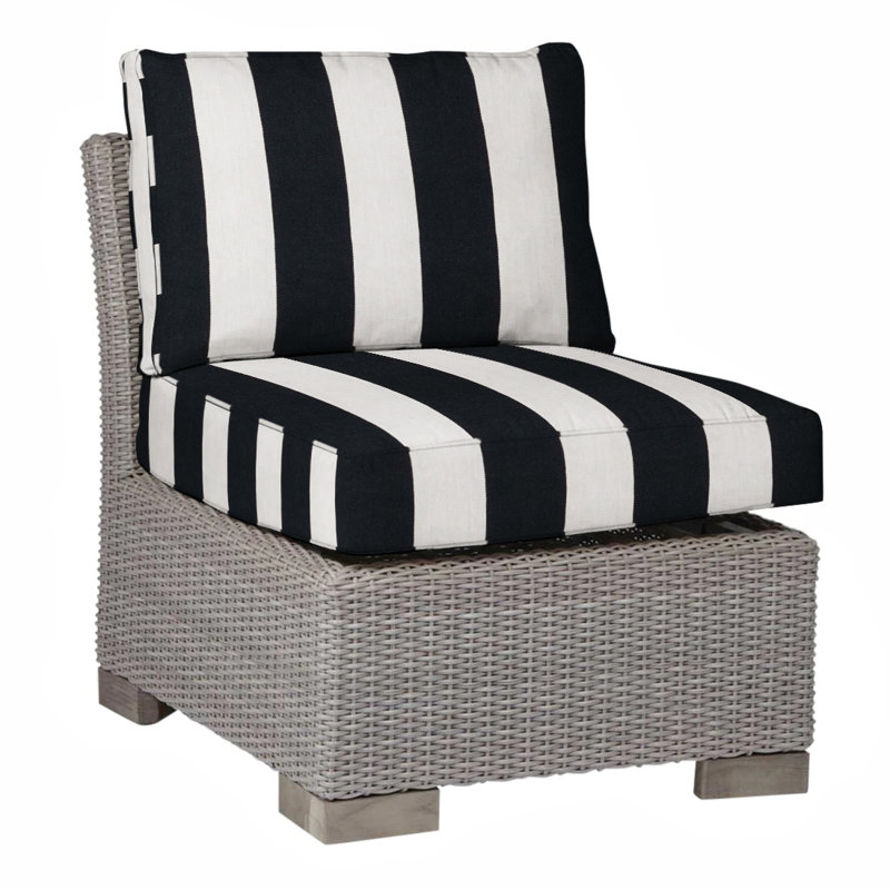Club Patio Lounge Chair with Cushions, Oyster, Welt, Cabana Stripe Midnight