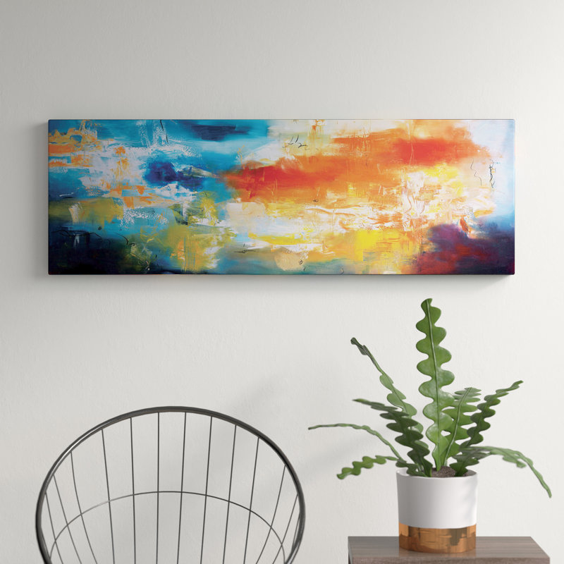 Duality by Andrada Anghel - Panoramic Painting on Canvas, 30.48 cm H x 91.44 cm W x 1.91 cm D, No Frame