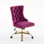 Chaise de bureau, chaise de bureau moderne capitonnée en velours capitonné avec base en métal doré, chaise de bureau pivotante réglable