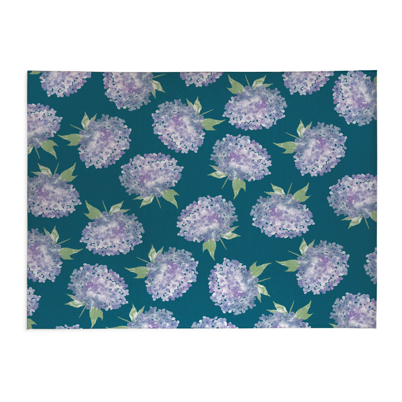 Tapis à linge antidérapant Hydrangea Love, L 61 po x H 6,5 po, Floral gris anthracite