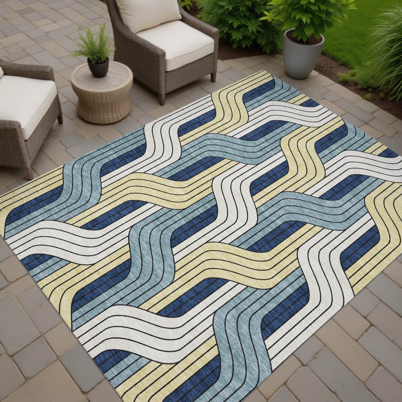 Machine Washable Indoor/Outdoor Lockway ACN2422 Mid-Century Modern Rug, Rectangle 5' x 7'6"