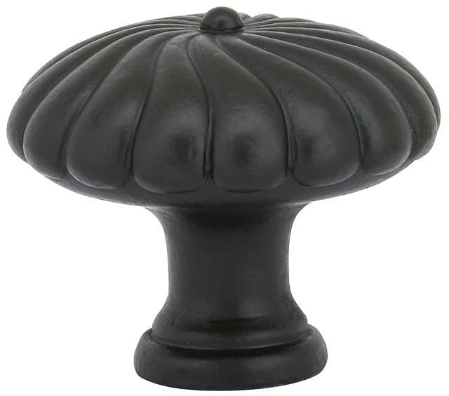 Poignée d'armoire ronde Emtek Tuscany, Bronze plat noir patiné, H 1,75 po x l 1,75 po x P 1,5 po