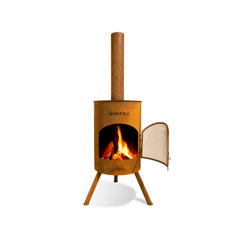 Triangle Steel Chimnea, Orange, 195cm H x 60cm W x 60cm D