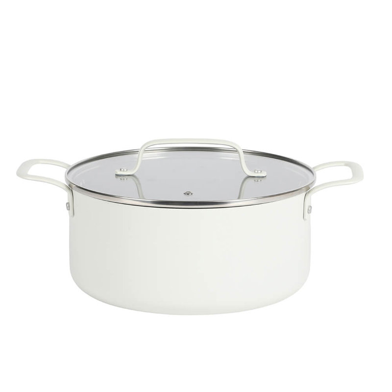 Martha Stewart Emmeline 12-Piece Nonstick PFA-Free Ceramic Enamel Aluminum Cookware Set, White