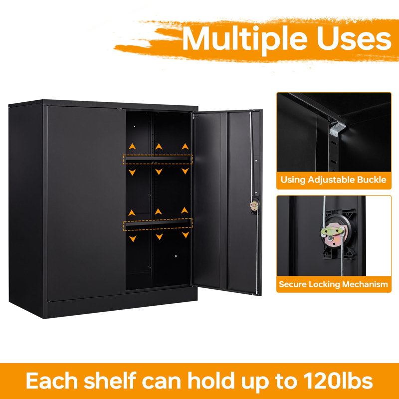 Steel Single Storage Cabinet ( 35.43'' H x 31.5'' W x 15.75'' D), Black