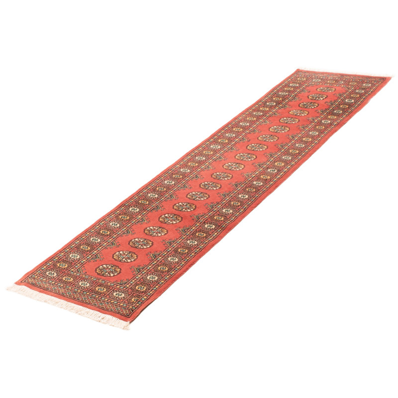 Tapis unique en laine noué à la main Bokhara Peshawar corail foncé 2 pi 7 po x 10 pi 0 po