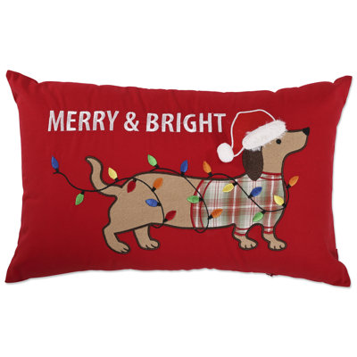  Coussin en coton Merry & Bright Daschund