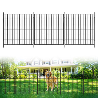 Barrière anti-rouille pour chien en métal résistant à la rouille à 10 panneaux No-Dig Garden