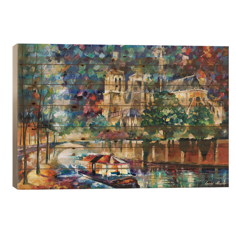 Rivière de Paris par Leonid Afremov, H 18 po x l 26 po x P 1,5 po