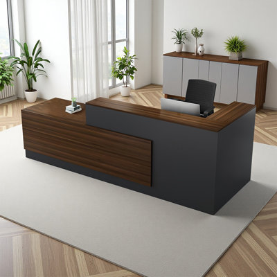 Vintage L-Shaped Desk with Silent Drawers, Cable Management and Ample Storage – Ideal for Home Office and Contemporary Workspaces