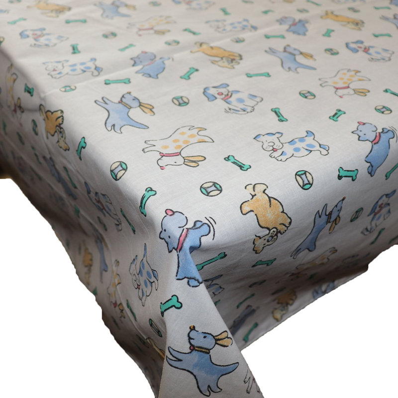 Nappes à imprimé chiots, L 48 po x L 48 po, Bleu / blanc