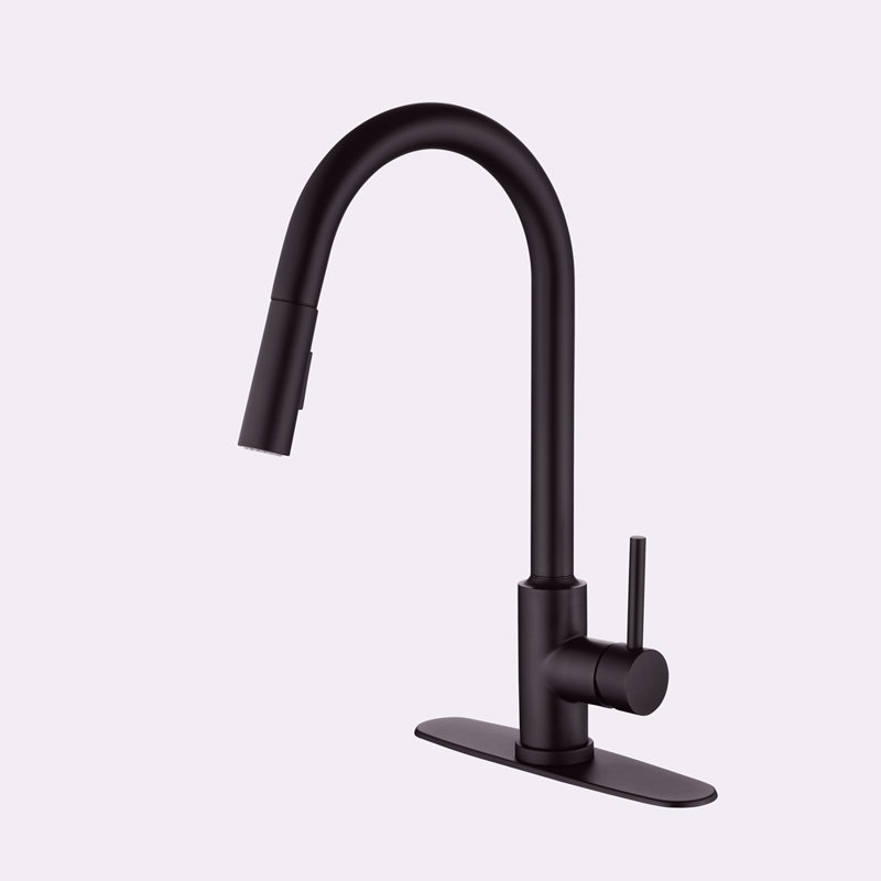 Robinet de cuisine avec douchette extractible, Noir mat