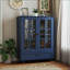 Armoires avec portes doubles en verre, tiroir et amp; Tablettes réglables | Buffet en bois aggloméré bleu moderne moderne | Pieds en bois massif-1517995678